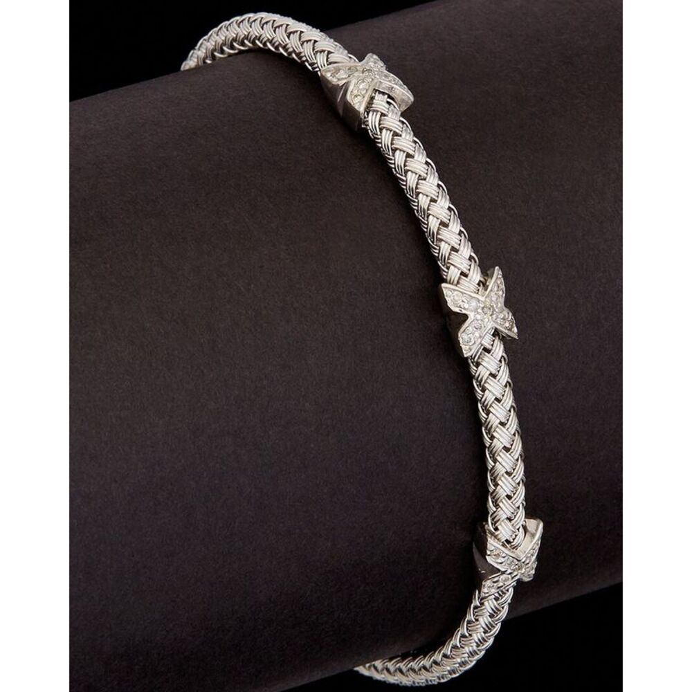Meshmerise 18K Over Silver 0.25 Ct. Tw. Diamond Weave Bangle, White